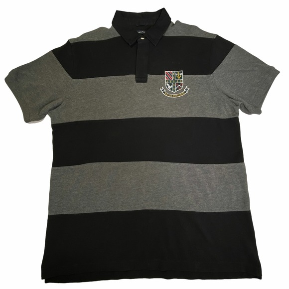 Nautica Sportswear Y2K Sailing Rugby Stripe Polo Shirt Mens Gray Black XL Retro - Picture 2 of 9